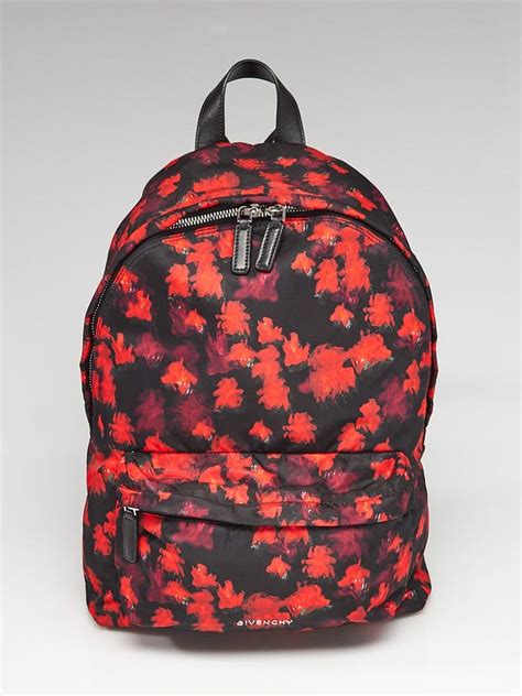 givenchy small floral-print nylon backpack black red|GIVENCHY Nylon Calfskin Floral Print Small Backpack Black .